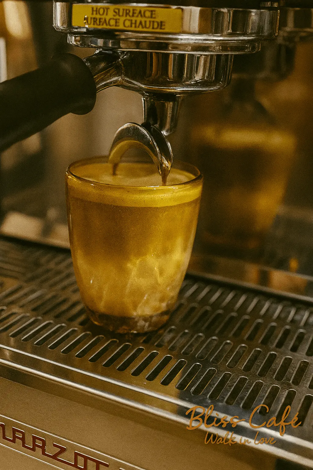 Espresso being made with coffee machine at Bliss Café, a Coffee Shop in Oviedo